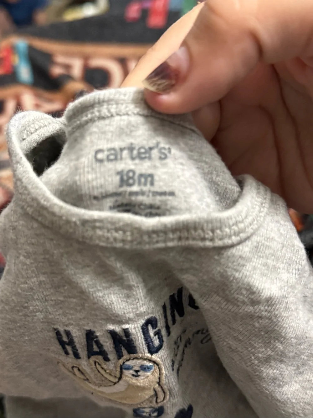 Carter's Grey Sloth Graphic Top with Black Jogger Bottoms